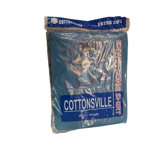 Cottonsville Mens Teal Blue Green Extra Long Heavyweight T-Shirt 5XL 100% Cotton - Picture 2 of 6